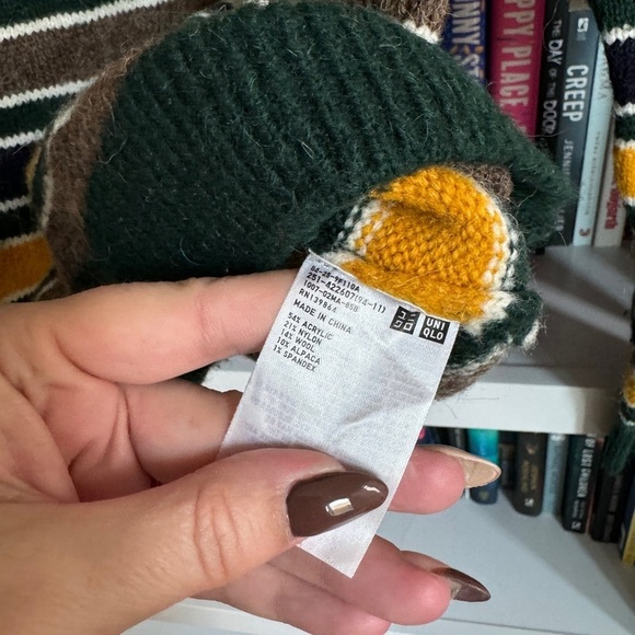 H&M Ines De La Fressange alpaca wool blend stripe classic crew neck sweater top - Picture 3 of 5